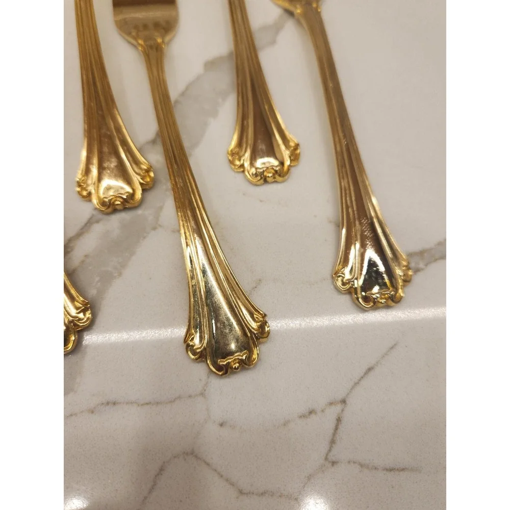 FB Rogers Gold Plated American Chippendale Set Of 8‎ Dinner Forks